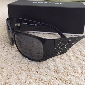 Authentic Chanel 5080B Black Swarovski Sunglasses